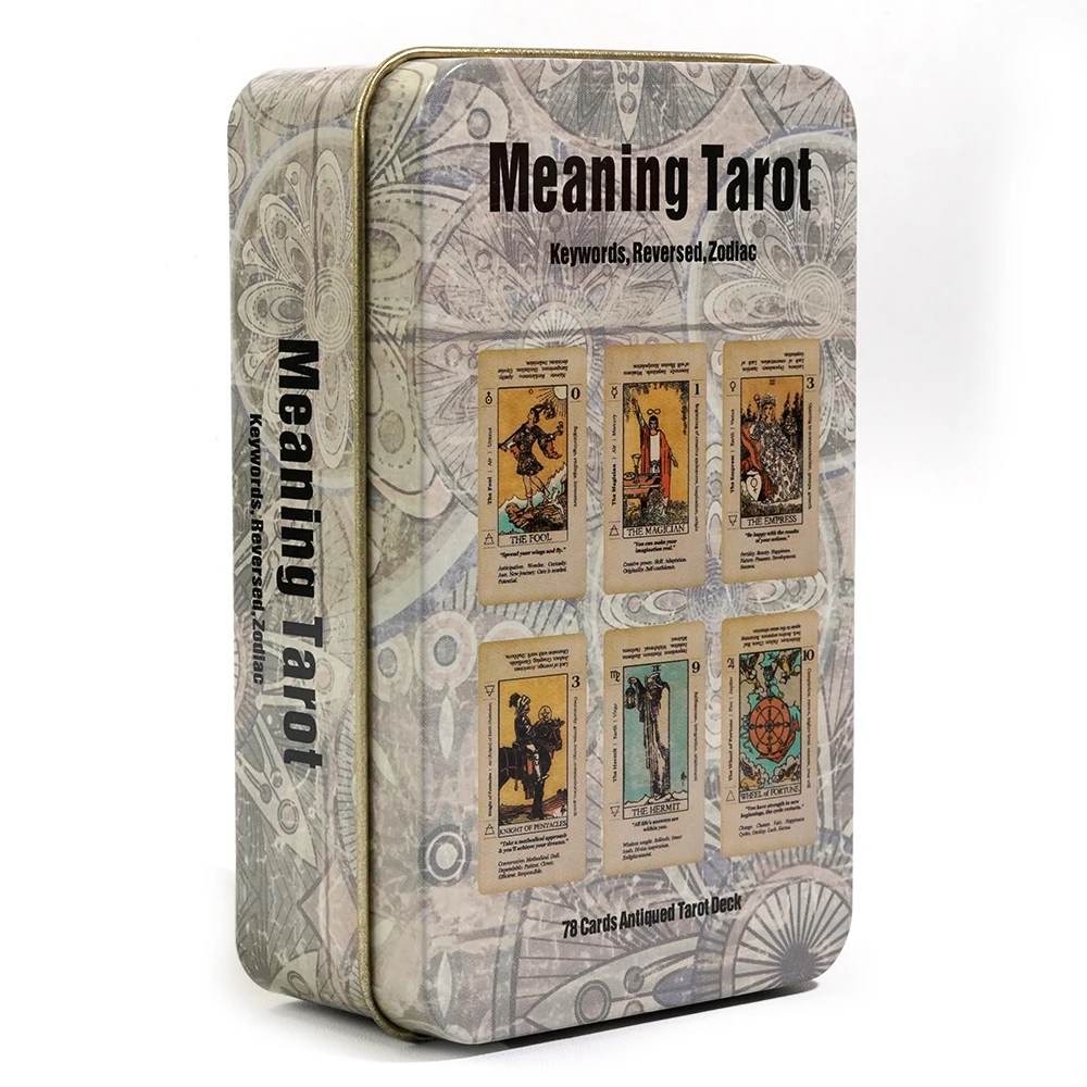 Meaning Tarot Card With Meaning On Them Tin Box Beginner Tarot Keyword Antiqued Tarot Deck Learn Tarot Witchy Fortune Telling