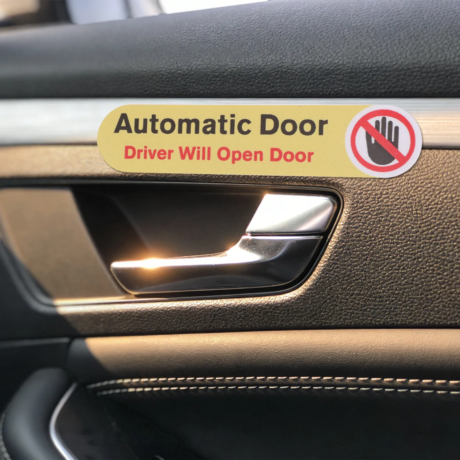 8Pcs Car Door Sticker Automatic Door Reminder Label Driver Operated Waterproof Sunproof Vehicle Safety Decals for Taxi Van