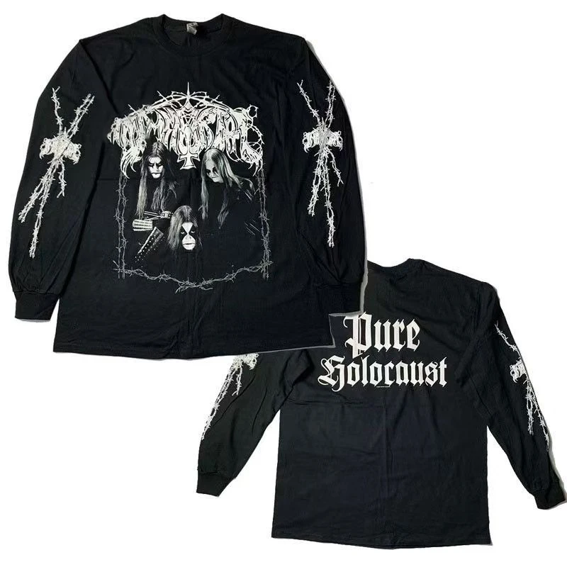 

Уличная повседневная рубашка большого размера с длинными рукавами и принтом в стиле ретро, мужская рубашка Y2K, готическая панк-мода, американская классическая футболка, женская ropa hombre