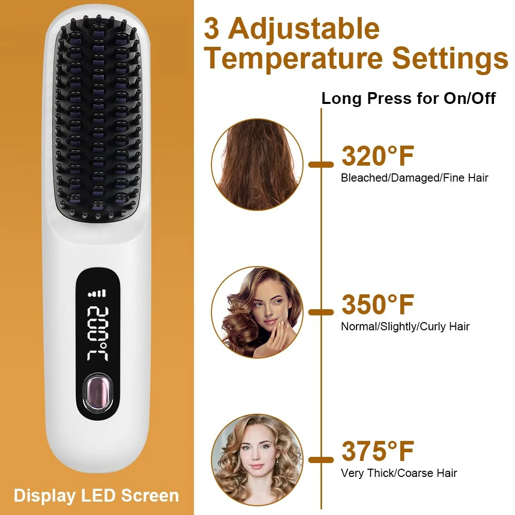 

Щетка-выпрямитель для волос, беспроводная щетка-выпрямитель для волос с USB-зарядкой, портативный выпрямитель для волос, мини-электрическая дорожная расческа