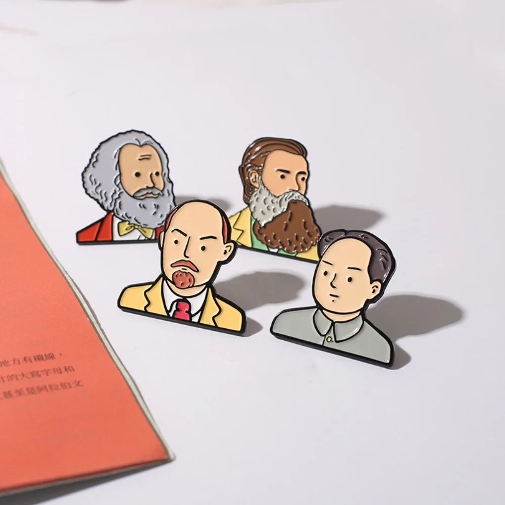 Marx, Engels, Lenin, Stalin Socialism Philosopher Cartoon Badge Brooch Pin Decoration Craft Gift view 4