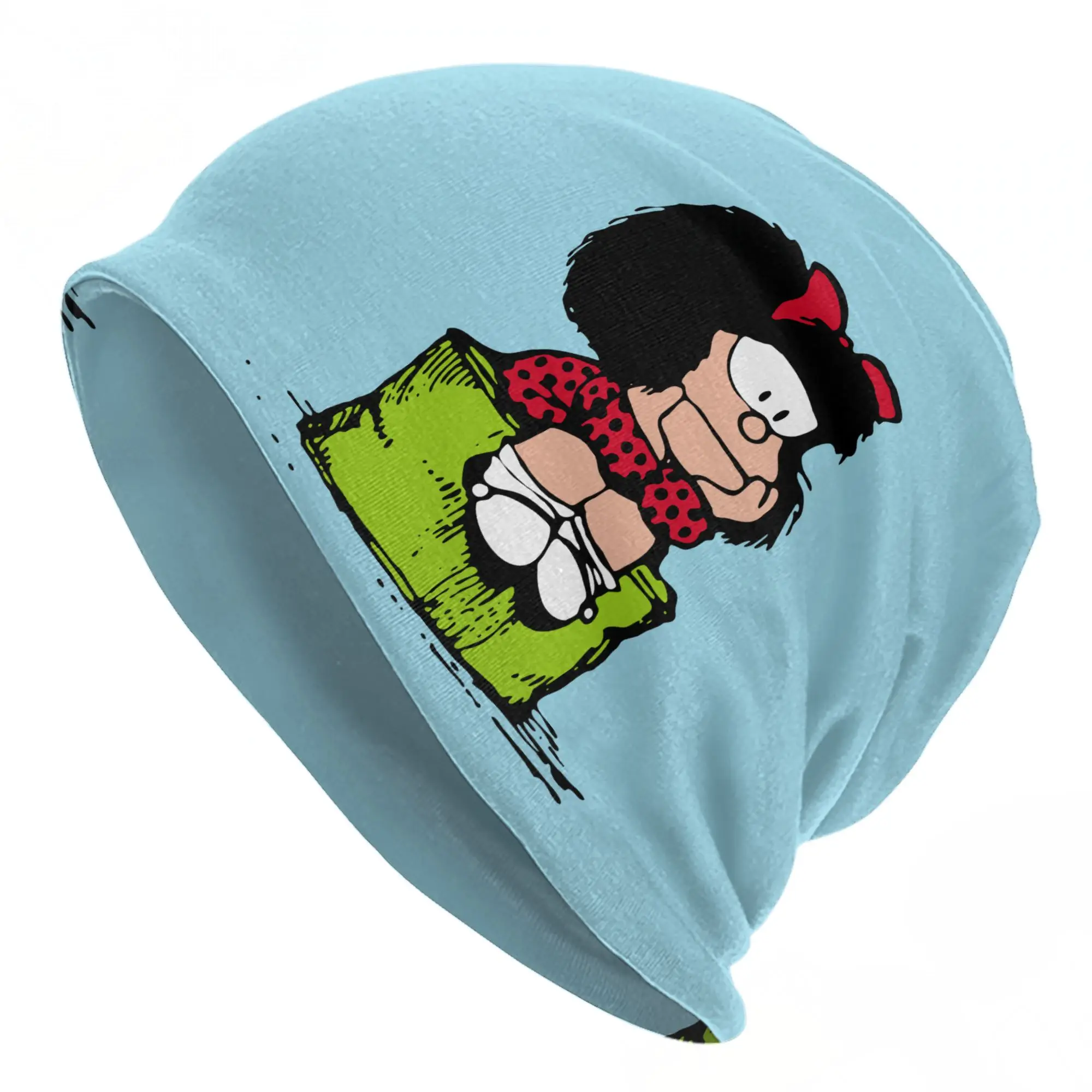 Mafaldas Sad Thinking Bonnet Hats Outdoor Skullies Beanies Hats Quino Comics Cartoon Unisex Warm Thermal Elastic Cap