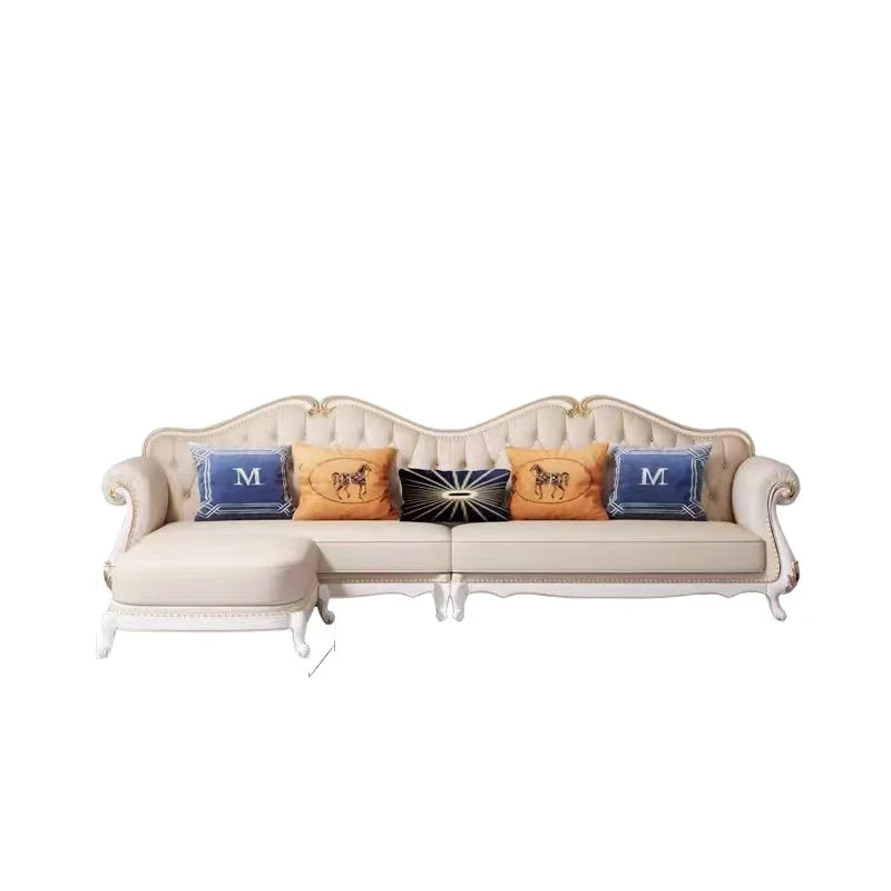 

American-style light luxury , living room, solid wood furniture sofa, simple villa, first floor cowhide modular sofa