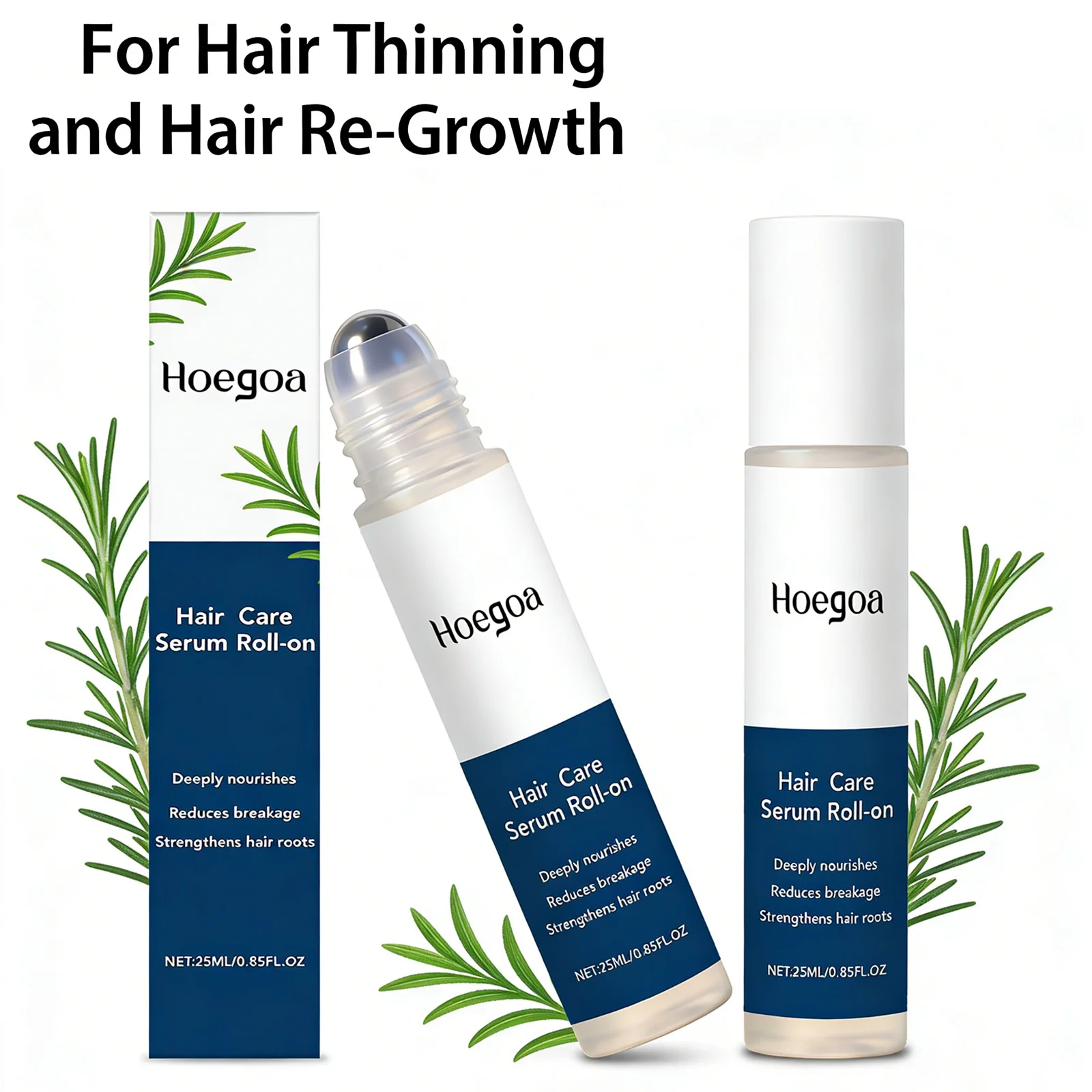Rosemary Hair Growth Serum Roll-On Essence for Scalp Treatment  Anti Hair Loss & Thickening Nourishes & Strengthens Hair Roots