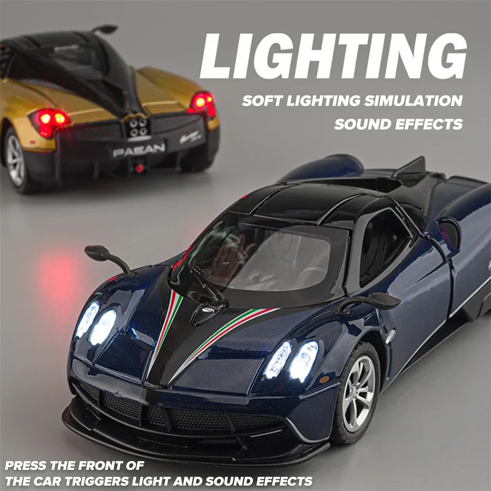 Scale 1/36 Pagani Huayra Dinastia Metal Cars Toys Diecast Alloy Car Model for Boys Children Kids Toy Vehicles Sound and Light