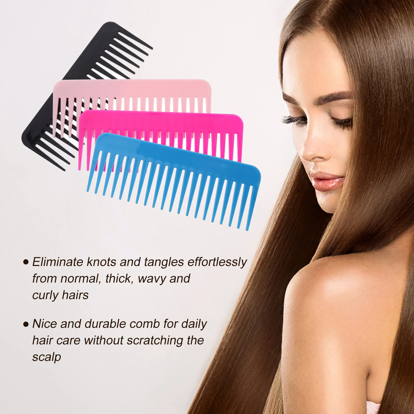 

4Pcs Hair Comb Set Premium Plastic Barber Hairdressing Styling Combs Wide Tooth Haircut Comb Travel Portable Hair Care Salon