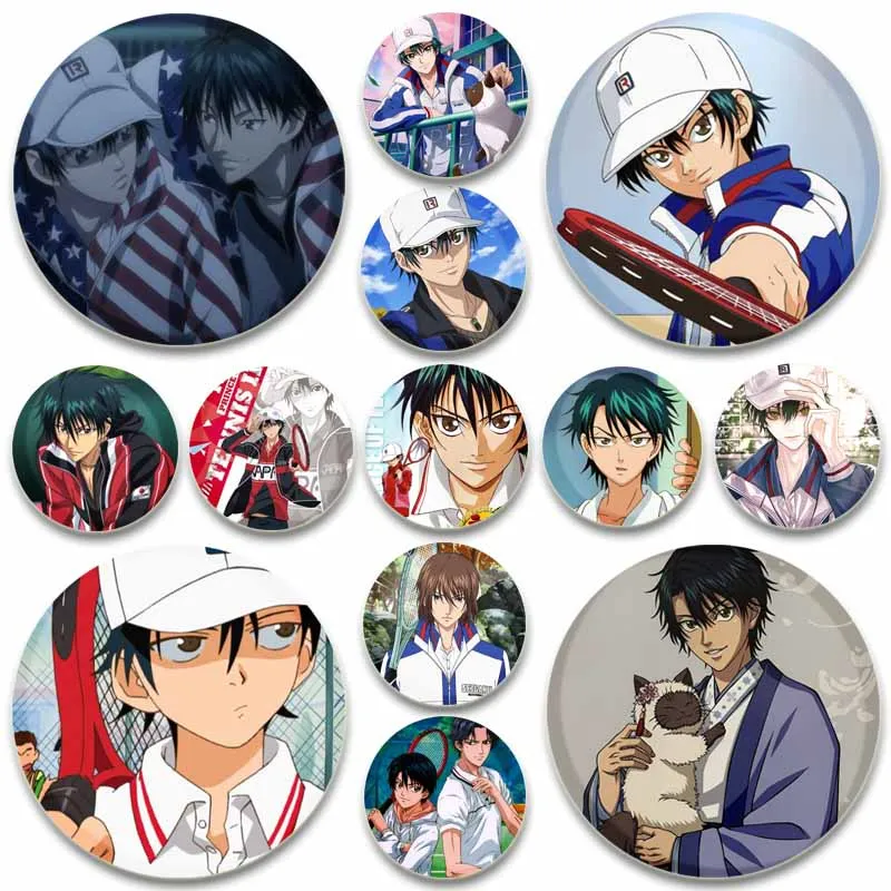 Anime The Prince of Tennis Badge Fuji Syusuke Tezuka Kunimitsu Ryoma Echizen Lapel Pins Round Brooches for Backpack Accessories