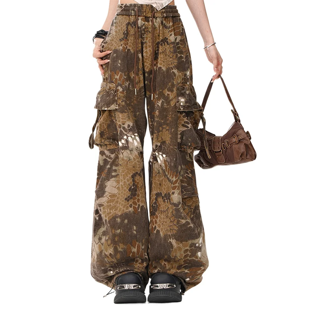 High Quality Hot Selling Wholesale Casual Snake Patterned Wide Leg Pants Women's Loose Work Pants Straight Leg Pants Streetwear