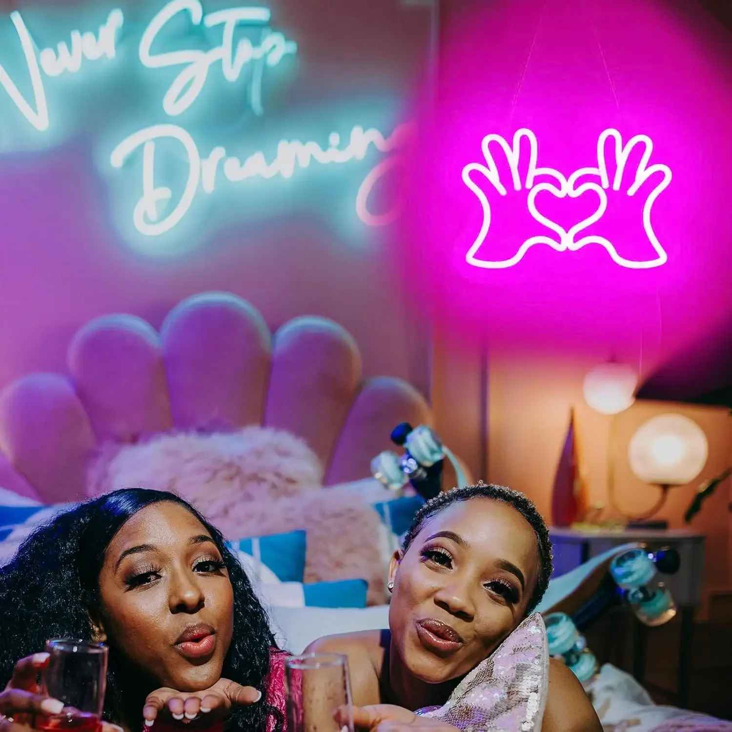 Неоновая вывеска в форме сердца и рук, неоновая вывеска на палец, USB с регулируемой яркостью для комнаты, спальни, свадьбы, вечеринки, дня рождения, декор, подарки на день Святого Валентина