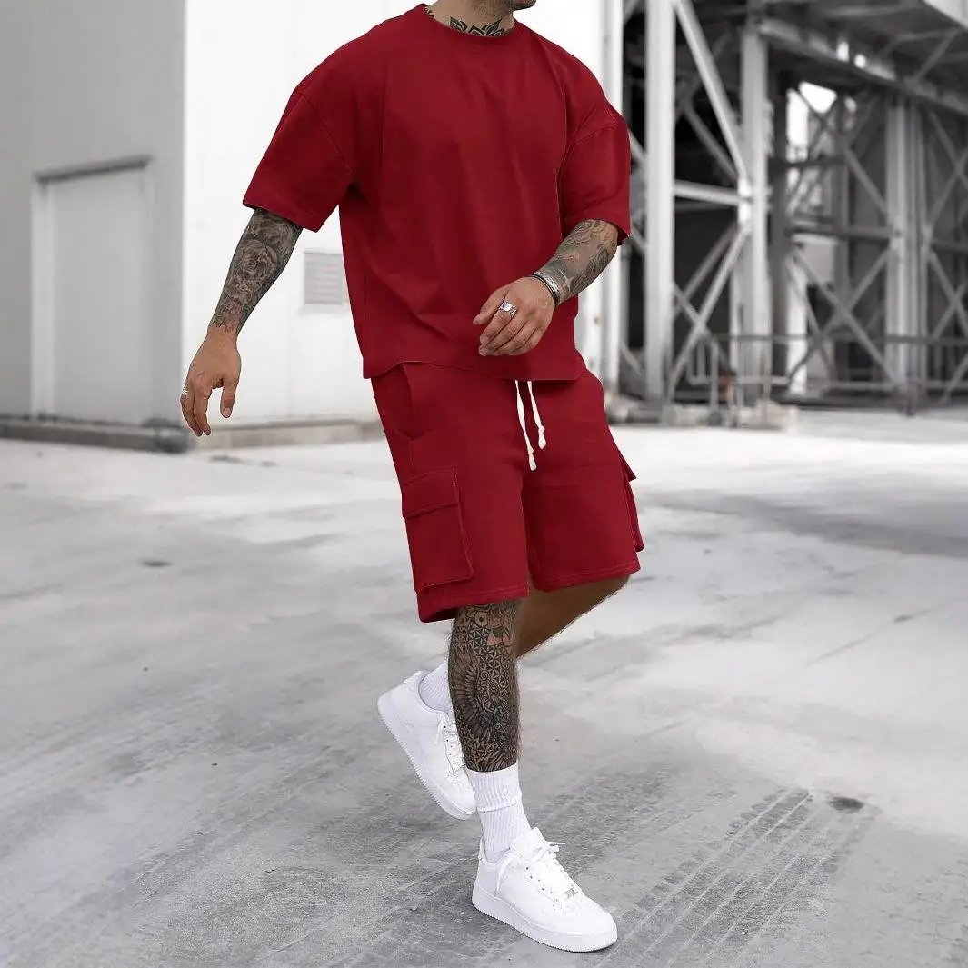

Men's Summer Workwear T-irt orts Sports Suit Casual Sportswear Set ort Sve Summer Outfit Men's Clothing