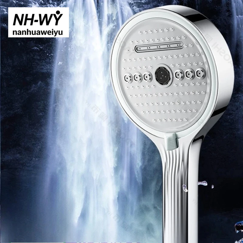Pressurized large water output shower head, household bathroom shower head, silver and gray ABS hand-held shower head