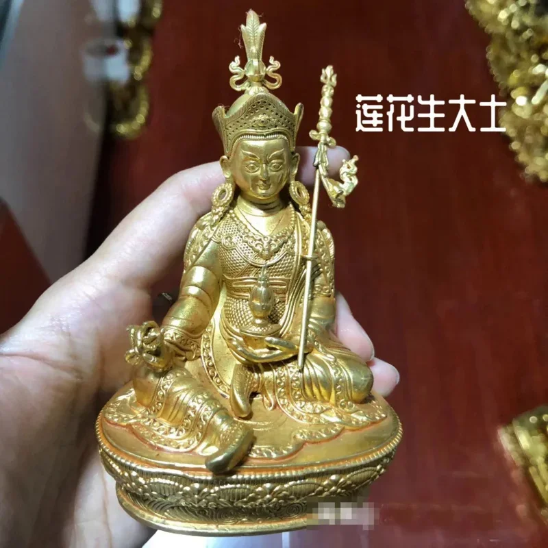 

Buddhism good gilding Buddha statue HOME family effective protection high grade brass Guru Rinpoche Padmasambhava Buddha statue