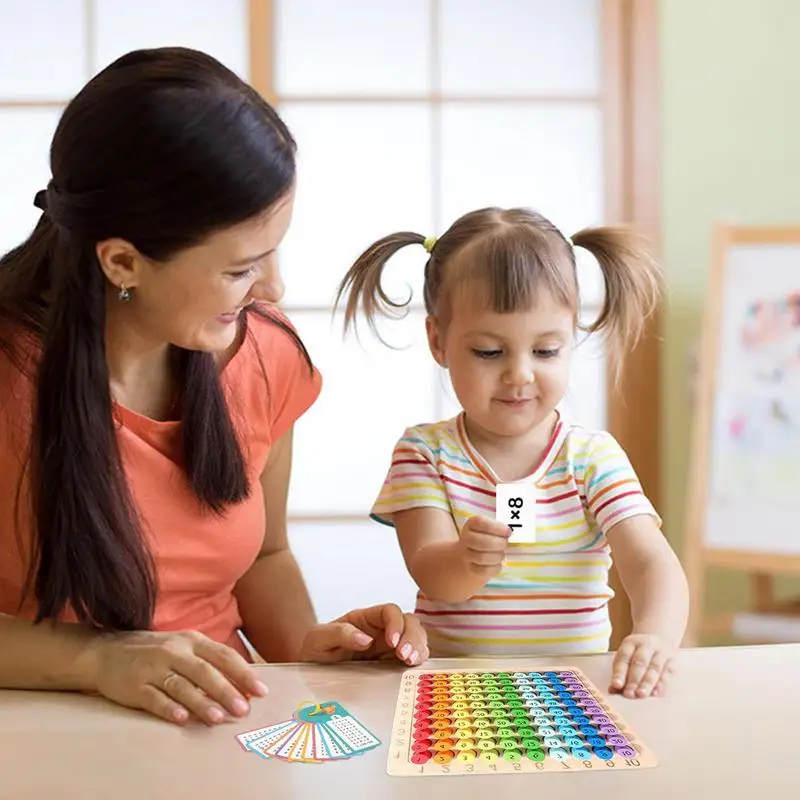 Jeu de société de Multiplication 3 en 1 pour enfants, Puzzle en bois, jeu de maths Montessori, jeux éducatifs précoces pour enfants