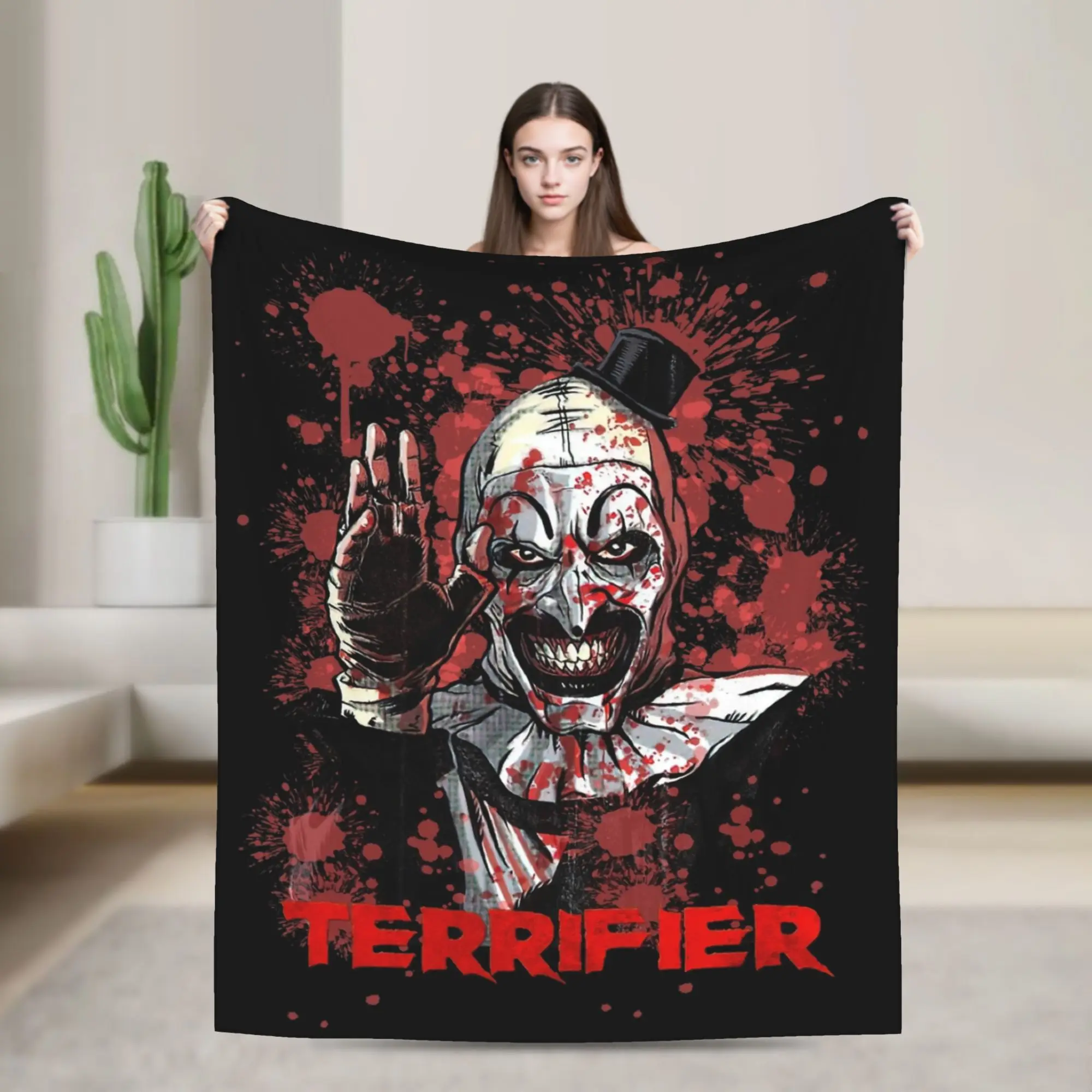 Terrifier Horror Art The Clown Blanket Flannel Textile Decor  Portable Super Soft Throw Blanket for Bed Bedroom Bedspread