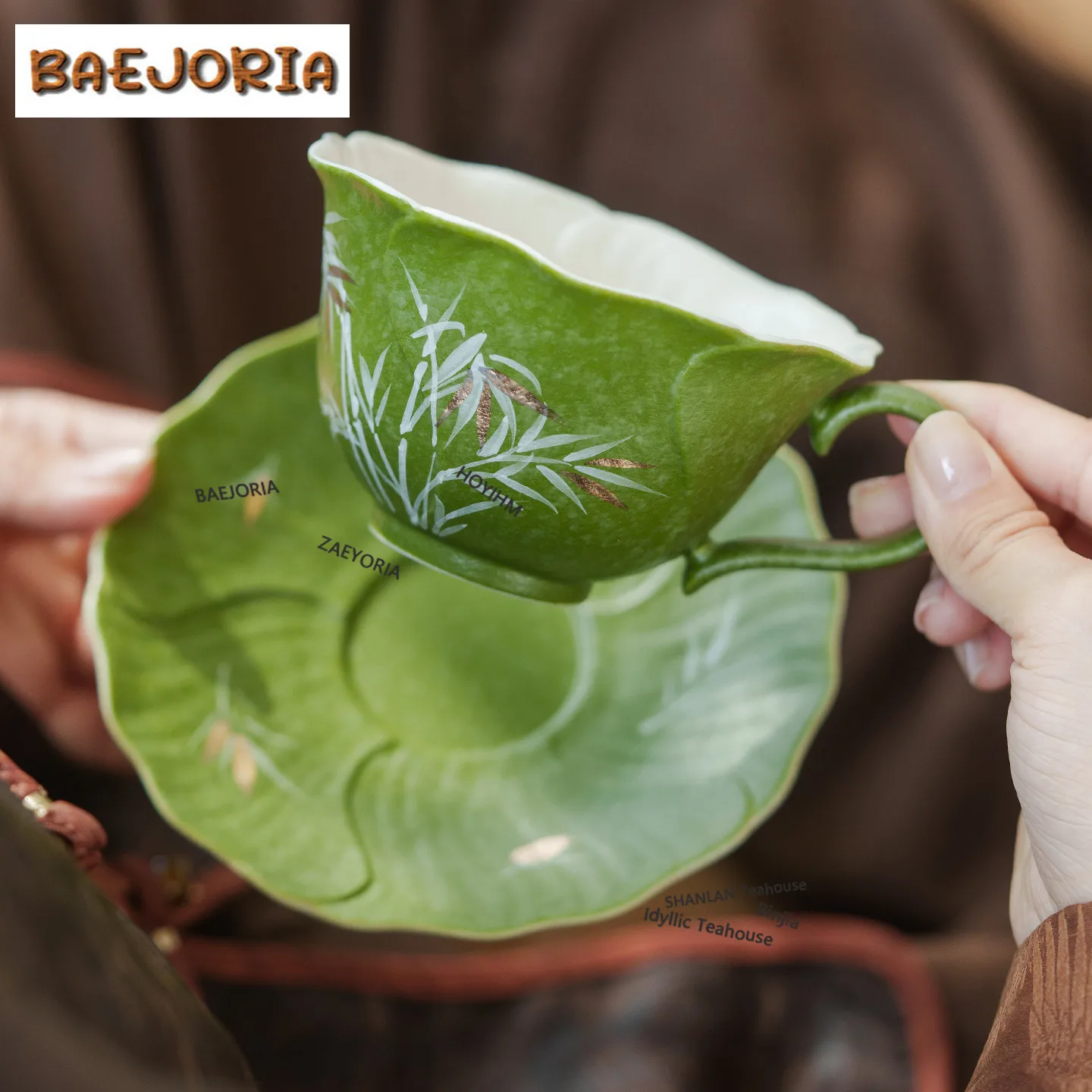 BAEJORIA 170ml Hand Painted Bamboo Teacup Vintage Tea Bowl Single Cups Tea-tasting Smelling Cup Chazhan Master Cups For Tea