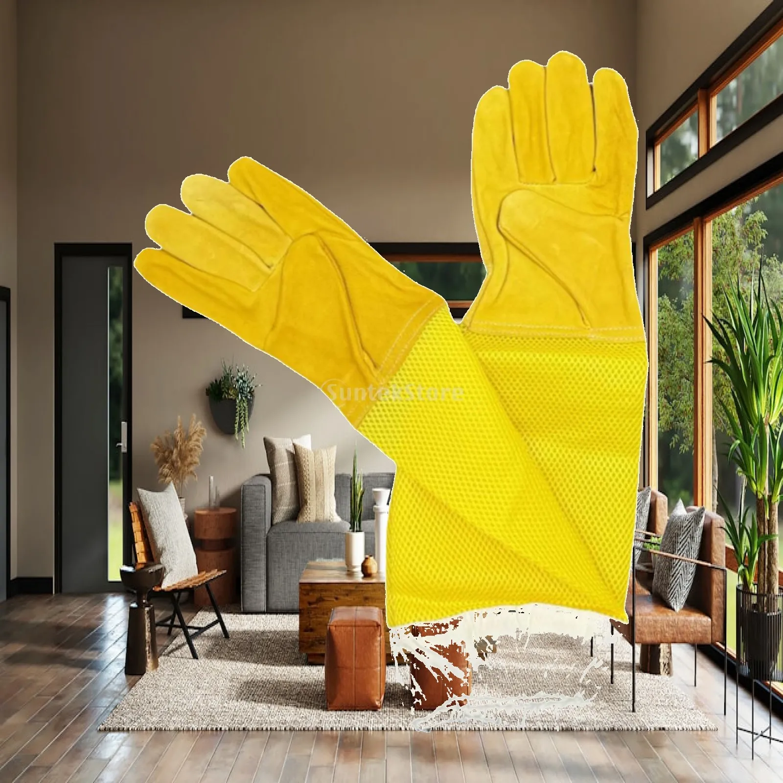 Beekeeping Gloves Protective Ventilated Sheepskin Elastic Cuffs Work Gloves Bee Keeper Tools for Beginner Professional