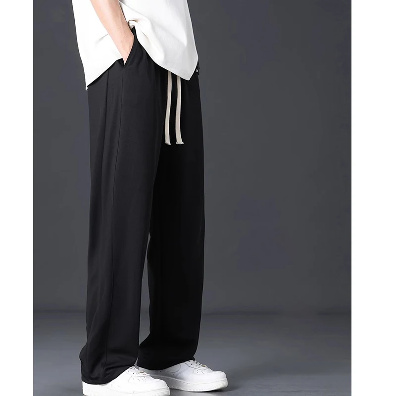 Vintage straight leg slacks for men 2024 new fall fashion all-match wide-leg tracksuit pants