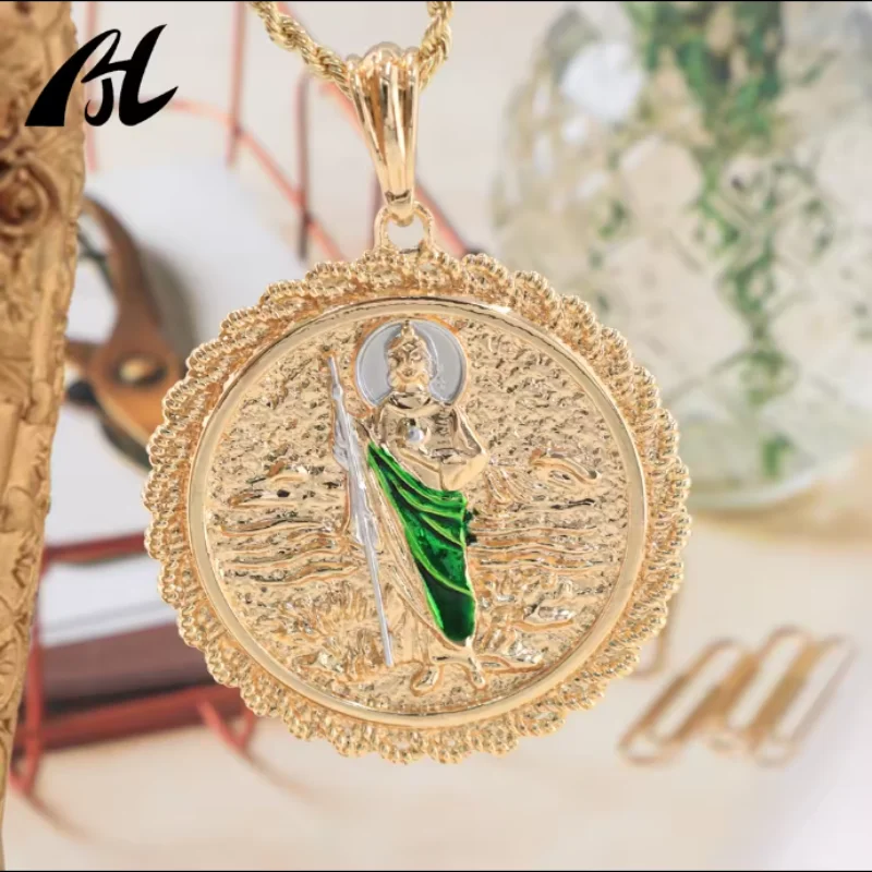 New Arrival Religious Jewelry Oro Laminado Both Sides St Jude Virgen De Guadalupe Charm Pendants