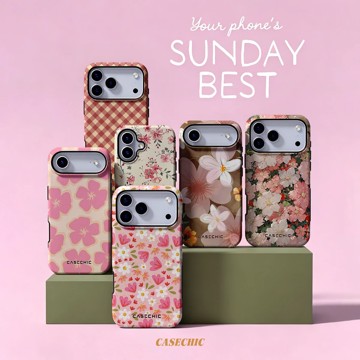 Blush Floral Heart For Samsung Galaxy S26 S25 S24 A56 A36 Dual Layer Luxury Fashion Full Lens Protective phone Cover CaseChic