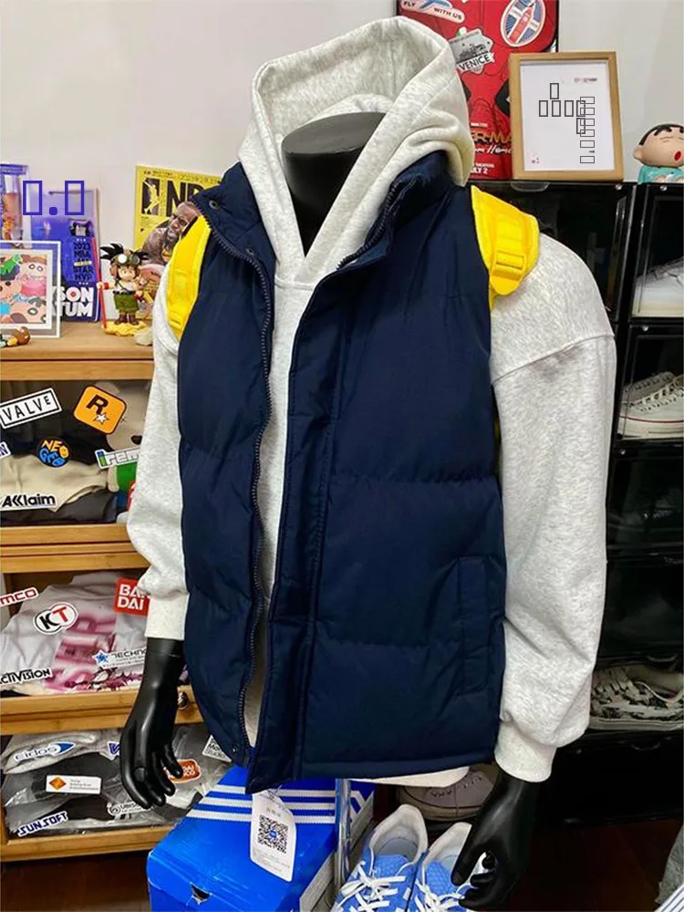 

Men's down Cotton Vest Winter Warmth No Sve Coat Cleanfit Outerwear Vest k Blue Polyester Fiber Thiened Jaet