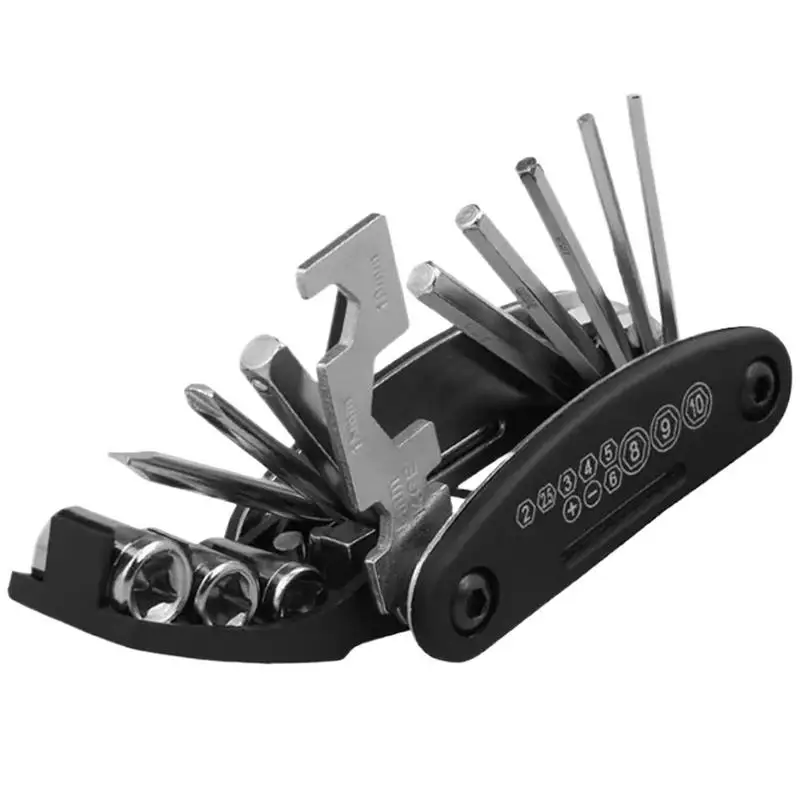 Cycling Multitool 16 In 1 Portable Maintenance Tool Pocket Size Ergonomic Slim Lightweight Maintenance & Repair Cycling Tool Set