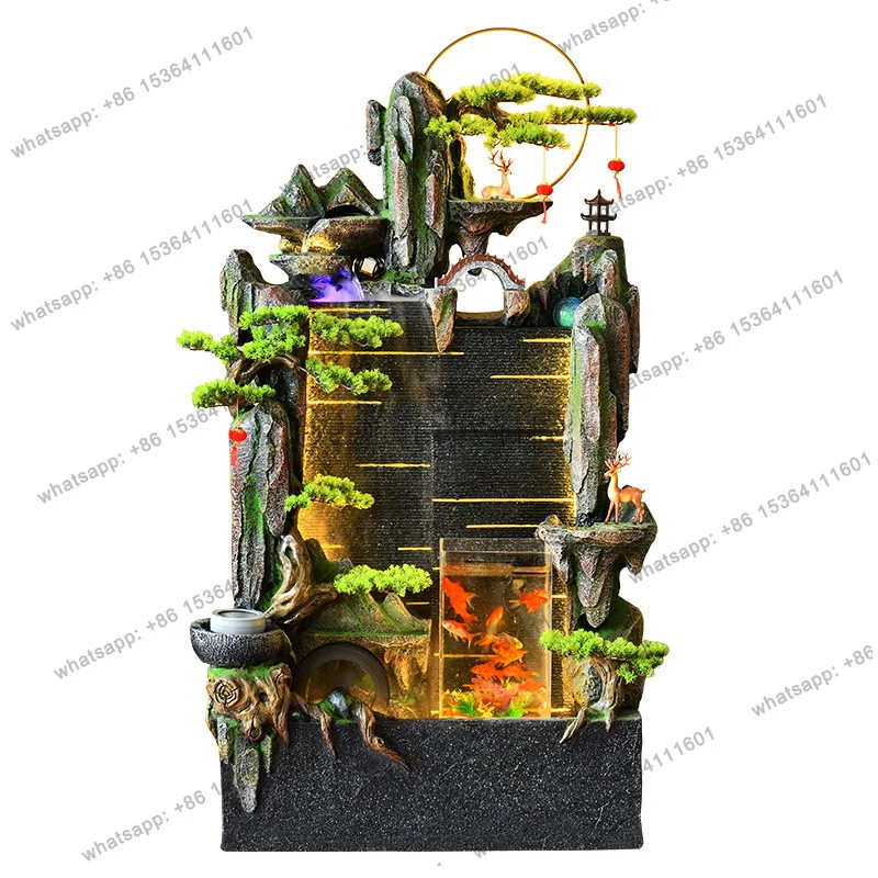 yj Rockery circulation water fountain ornament living room fish tank floor office lucky humidifier landscape
