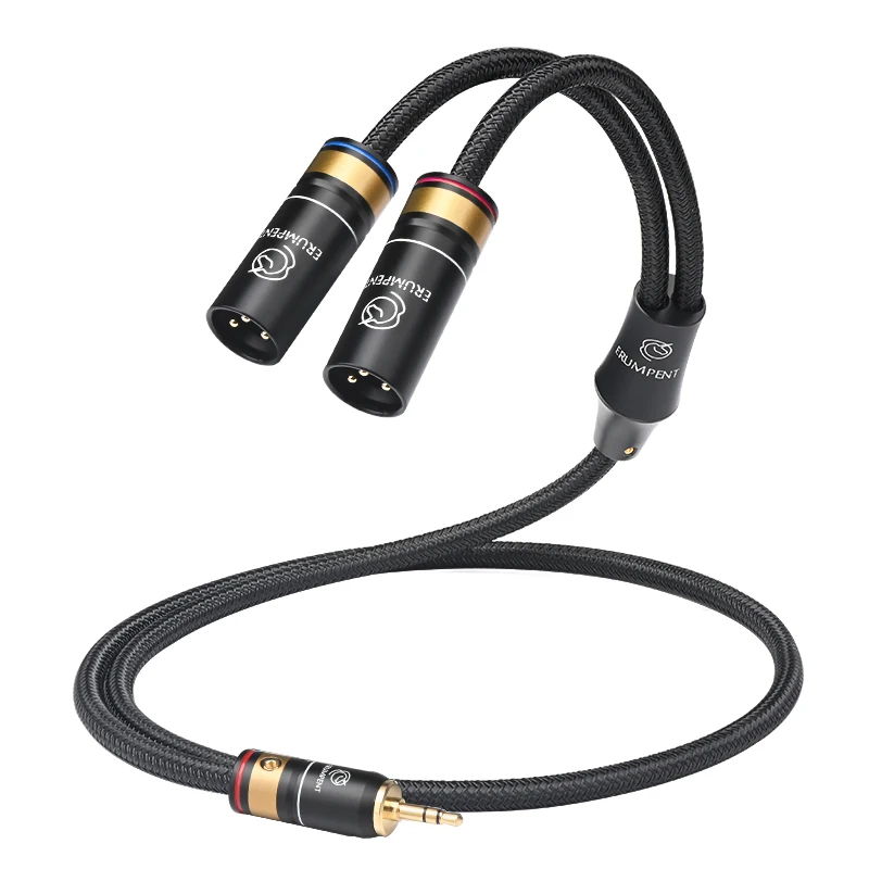 

Кабель ERUMPENT HiFi 3.5 мм на 2XLR с сердечником 6N OCC и двойной экранировкой, 3.5 мм Jack на 2XLR, для микшера, усилителя, колонок