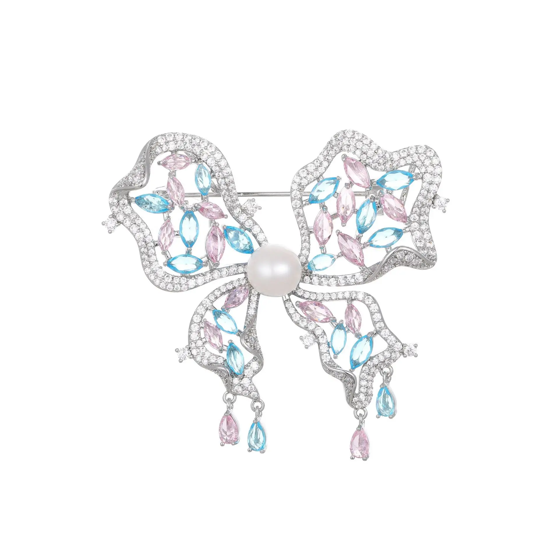 Высококачественная роскошная брошь-бабочка с цирконом, женский ювелирный аксессуар с пресноводным жемчугом, вечерний корсаж