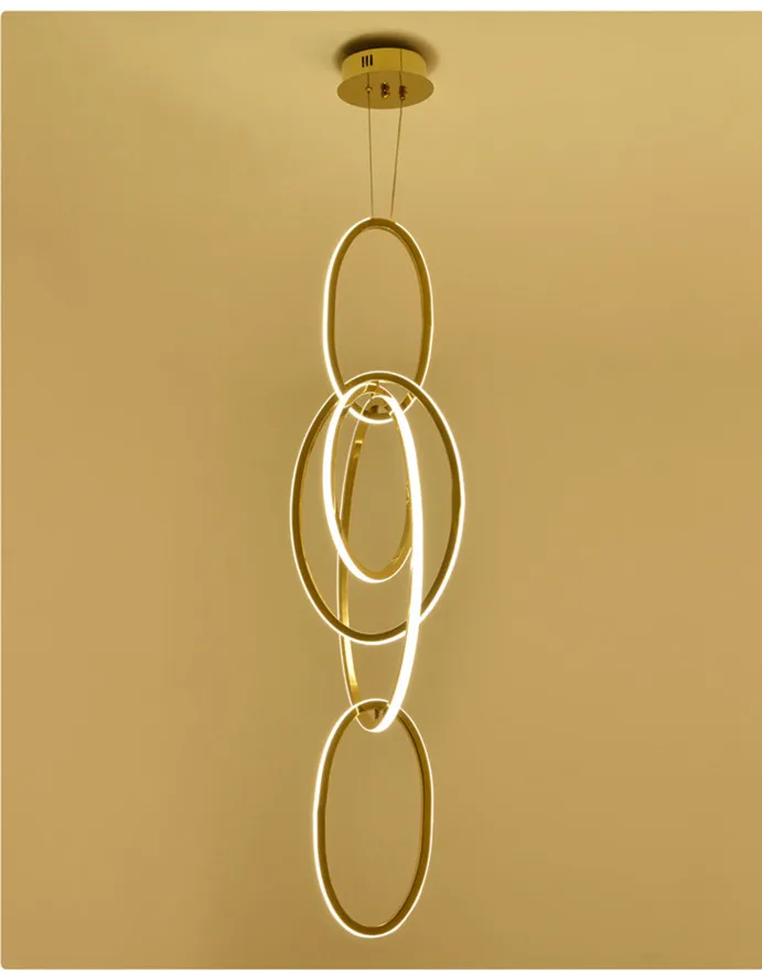 Post Polish Steel LED Pendant Light Gold