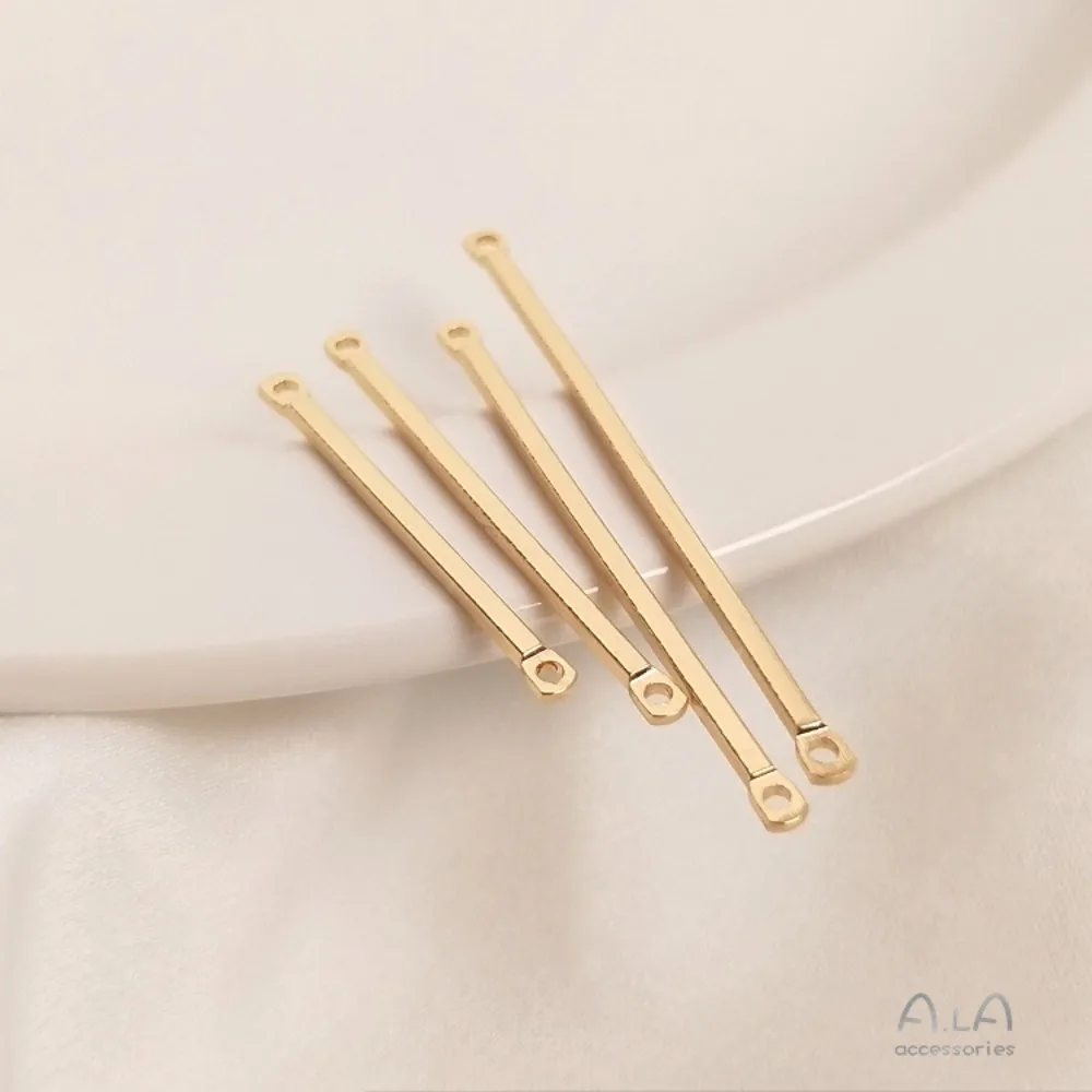 14K الذهب اللون الملحقات ثقب مزدوج ربط قضيب طويل أنبوب مربع مزدوج معلق DIY بها بنفسك اليدوية عصا الأذن مجوهرات المواد