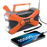 10000MAh Emergency Radio, Solar Hand Crank Radio, Portable Radio with Phone Charger, LED Flashlight Orange