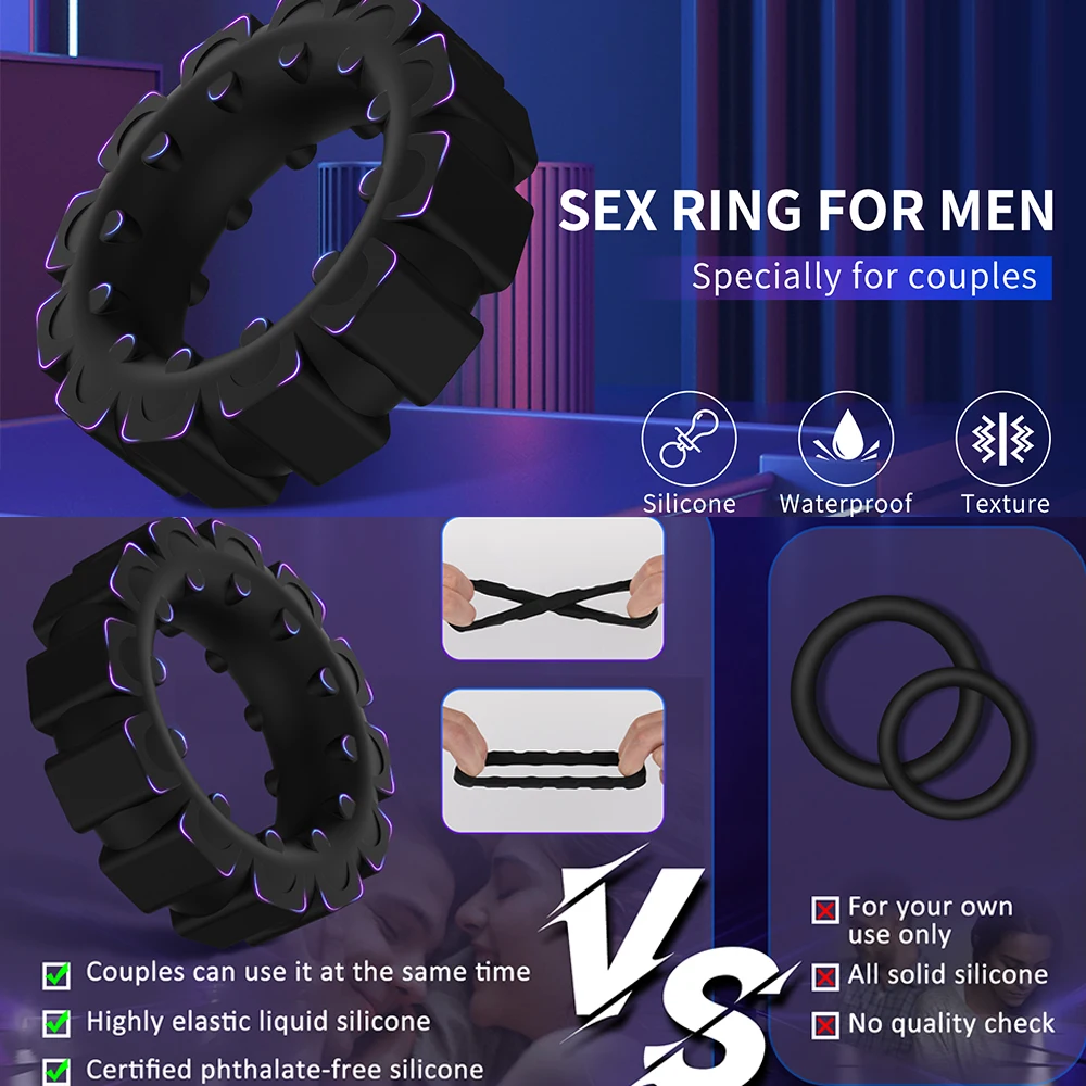 Penis Ring  Reusable For Men Enhance Dick Erection Delayed Ejaculation Cock Enlargement Lasting Semen Lock Ring Adult Sex Toys