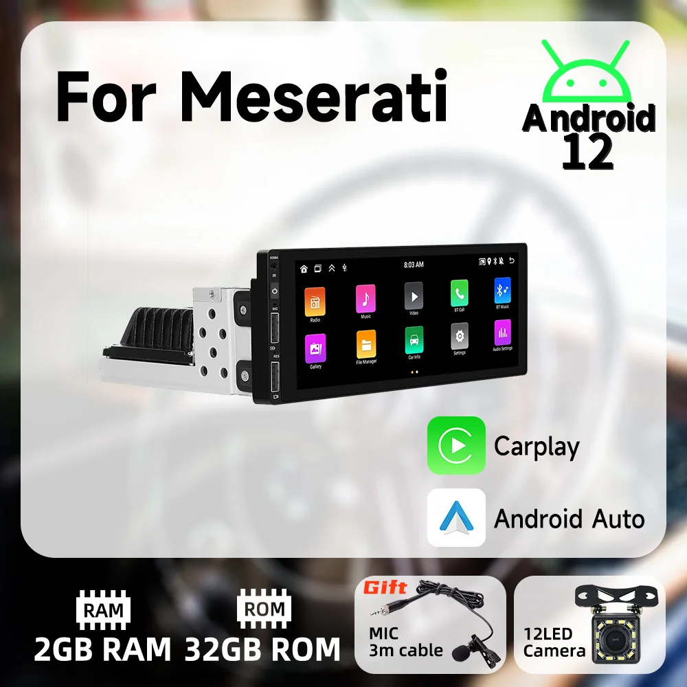 

For Maserati 6.9" Screen 1 Din Radio Android Car Multimedia Stereo Head Unit Carplay Android Auto Autoradio GPS Navigation Wifi