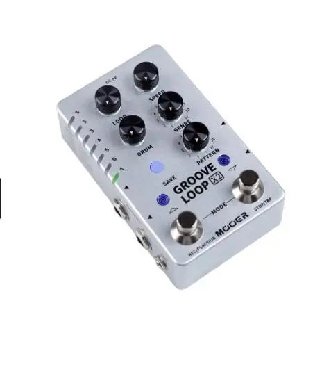 Latest Mooer Groove Loop X2 Stereo Looper with 14 Save Slots Drum Machine Pedal 121 Different Drum 10-minute Capacity Per Track