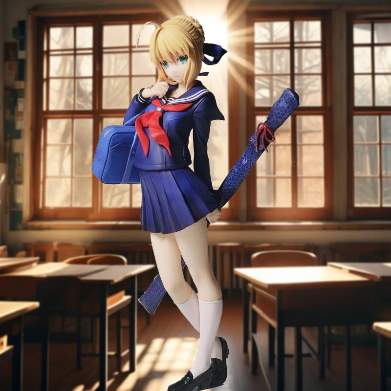 

Anime Fate/Stay Night Altria Pendragon Figure 1/7 School Uniform Dress Up Model Toy Gift Collection Action Figure PVC