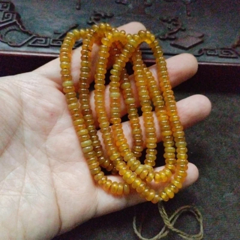 

Backflow Old Pulp Necklace A Spacer Yellow Agate Beads Sweater Chain
