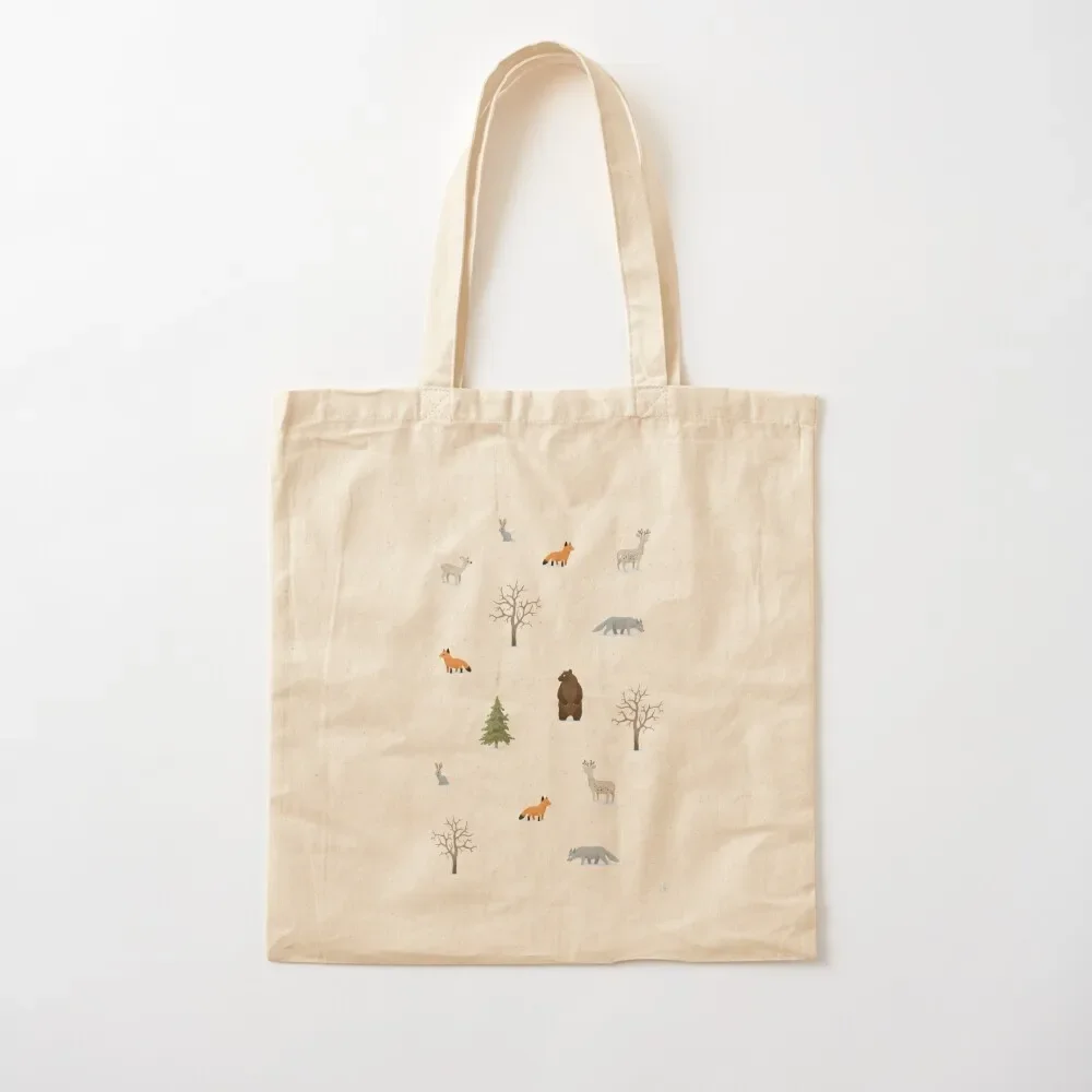 Winter Forest Animals Pattern Tote Bag reusable grocery bags large tote bag Tote Bag