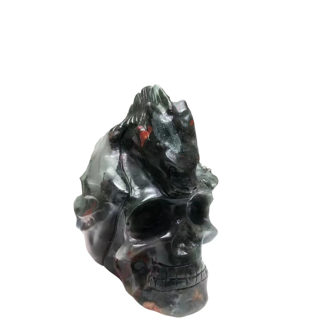 

Hot sale natural Dragon Blood Stone skull crystal sculpture bracelet pendant beads accessories diy accessories