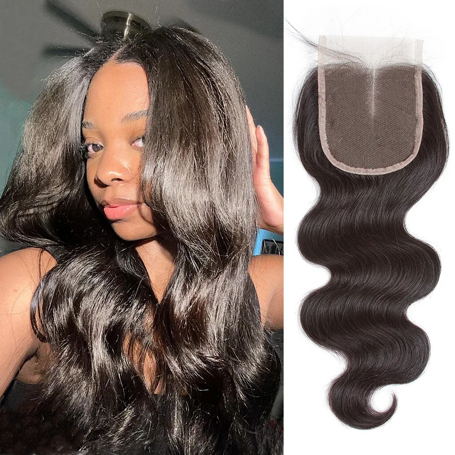 4x4 Body Wave Lace Closure 14-24inch Closure Natural Color Human Hair Extensions Brazilian Transparent Lace Frontal