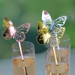 Personalised Butterfly Drink Stirrers Wedding Decoration Party Cocktail Bar Sticks Custom Name Wedding Table Centerpiece Favor
