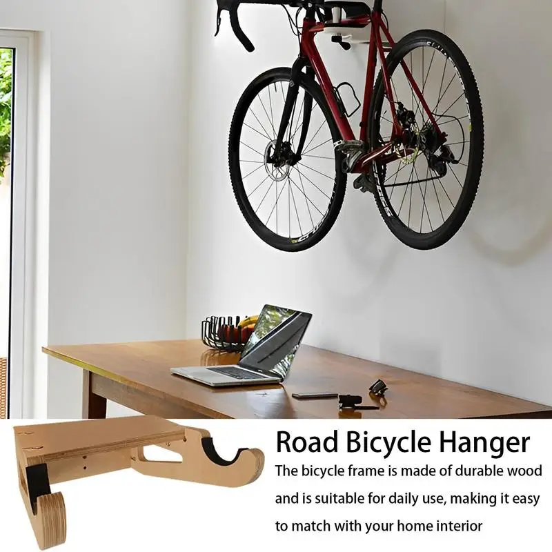 Bike Wall Mount Flexible Portable Wooden Bike Hooks Indoor Bicycle Storage Mount Flexible and Anti-Scratch Bicycle Accessories