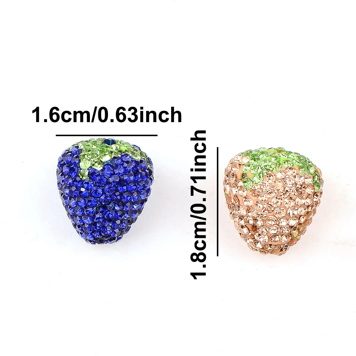 1.6x1.8cm 4pcs Random Mixed Strawberry Rhinestone Beads Polymer Clay Beads For Handmade DIY Jewelry Making Necklace Bracelet