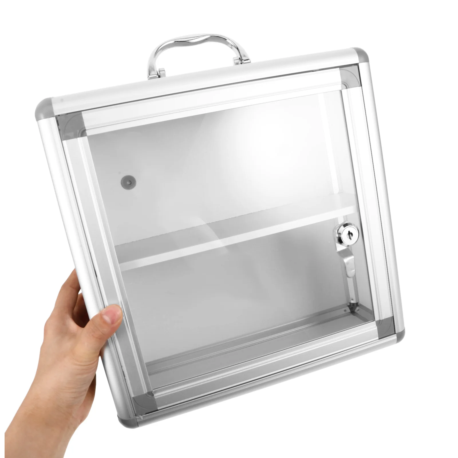 صندوق دواء مثبت على الحائط، حقيبة تخزين فضية، حاوية معلقة محمولة، معدات طبية للسفر والطوارئ كبيرة #3