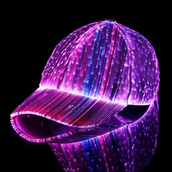 LED Optical Fiber Cap for Adult, Nightclub Rave Party, Concert Dance Party Decoration, Luminous Hip Hot Hat, 7 Colors, Fashion