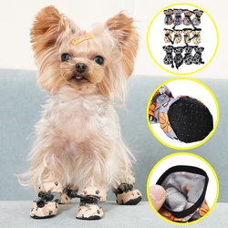 4pcs Reflective Dog Shoes For Small Medium Dogs Cats Adjustable Outdoor Anti-slip Waterproof Puppy Boots Yorkshire Pet Supplies