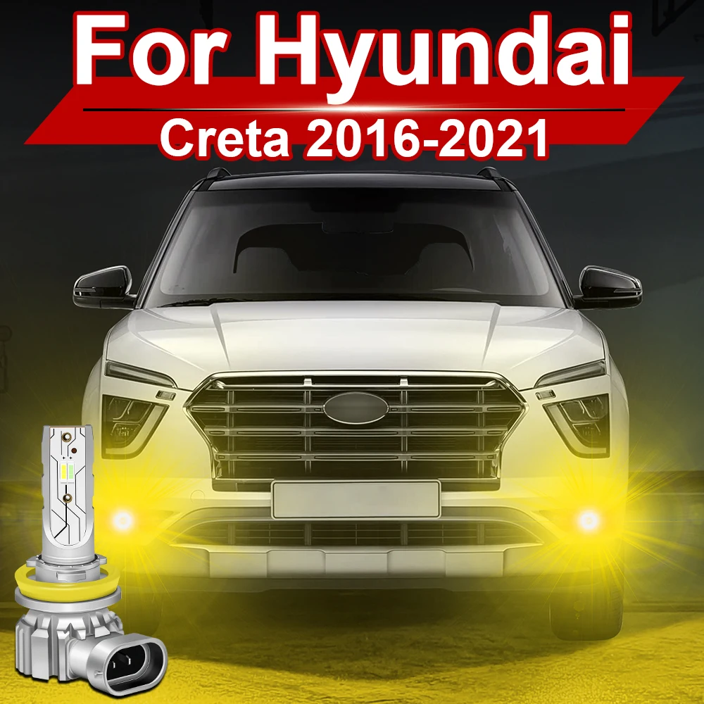 

Для Hyundai Creta противотуманные фары светодиодные передние противотуманные фары 2016 2017 2018 2019 2020 2021 аксессуары Creta двухцветные светодиодные противотуманные фары желтый