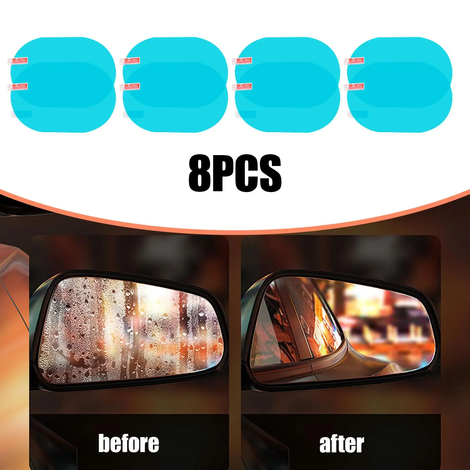 

Набор из 8 наклеек-пленок для зеркал заднего вида автомобиля: защита от дождя для SUV и автобусов, обеспечивающая четкость обзора в дождливую погоду