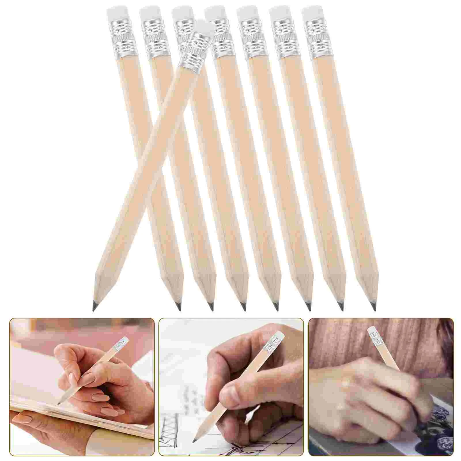 50 Pcs Convenient Pencils Drawing Printable Creative Drafting White Wood with Eraser Student