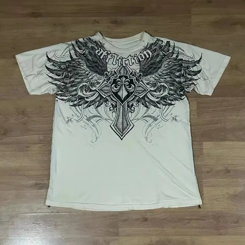 2000s Affliction Style Street Hip Hop Clothing Couple T Shirt