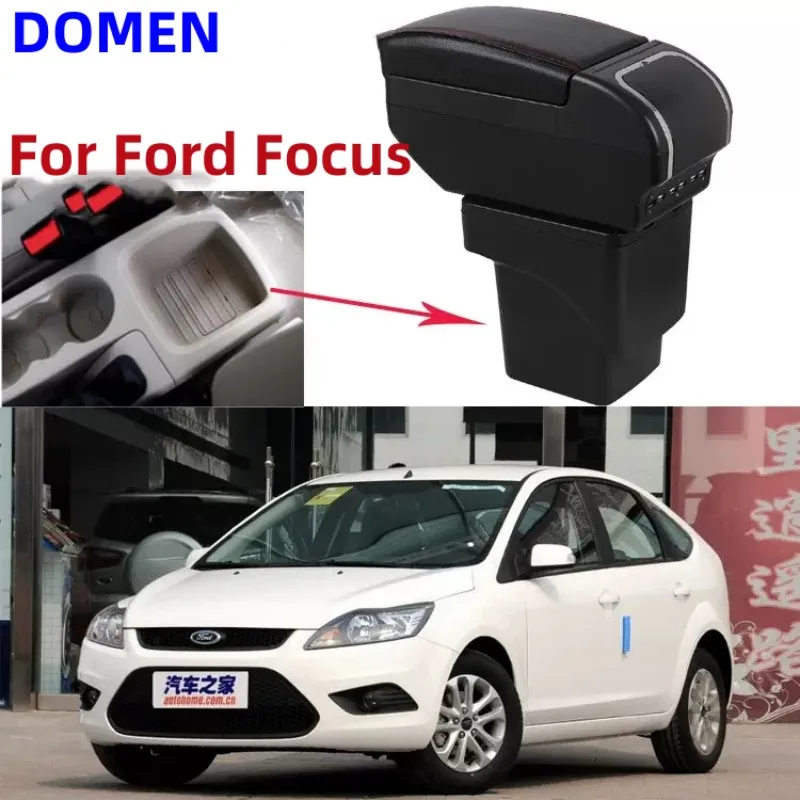 

For Ford Focus armrest box Interior Parts Car Central Content With Retractable Cup Hole Large Space Dual Layer USB